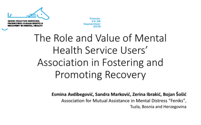 Učešće na međunarodnoj konferenciji posvećenoj promociji ljudskih prava i oporavku u mentalnom zdravlju u septembru 2019. godine u Trstu