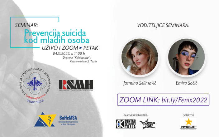 Obavještenje o održavanju seminara o prevenciji suicida kod mladih osoba